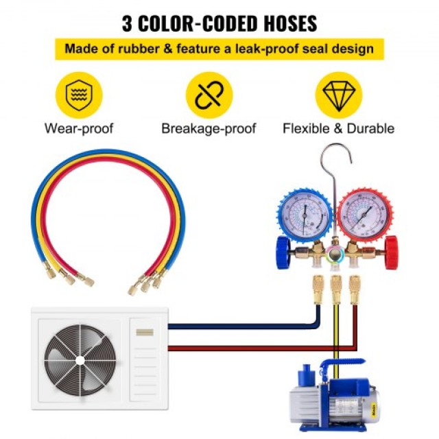 VEVOR Αντλία Κενού 4.8CFM HVAC Ψύξη R22 R134A R410A 4 Σωλήνες Μανόμ...