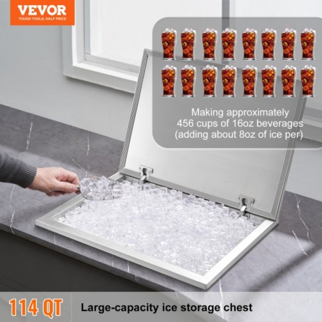 VEVOR  28x20x17 Εντοιχιζόμενος Ψύκτης Ανοξείδωτος με Κάλυμμα  QRSCB...