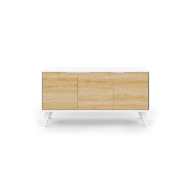 Ξύλινος Μπουφές Vigo με 3 Πόρτες 113 x 40 x 60 cm Λευκό & Ξύλο  30150234 Idomya