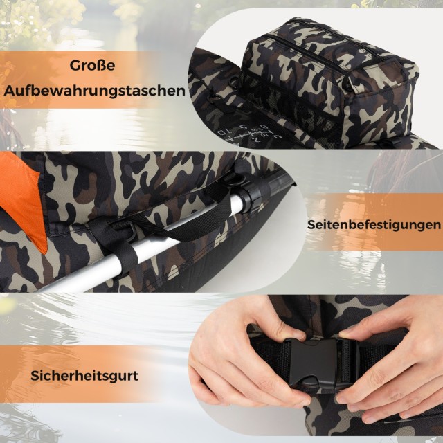 Costway Φουσκωτή Βάρκα Ψαρέματος με Ιμάντες Ώμου και Χειροκίνητη Αν...