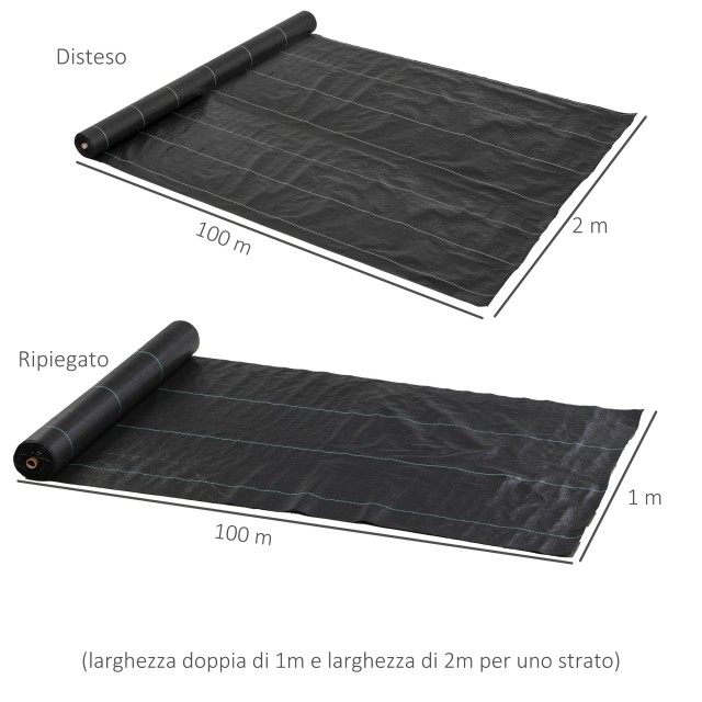 Outsunny  Ύφασμα για Εδαφοκάλυψη 100x2 μ Τρανσπυρητικό και Αντι-UV από Μαύρο Πολυπροπυλένιο  845-913V04BK