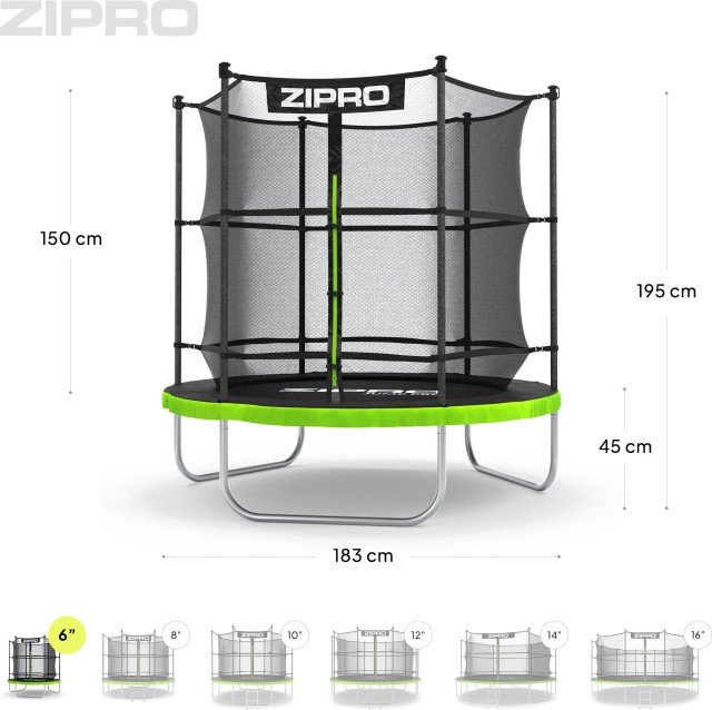 Τραμπολίνο Κήπου Jump Pro 183 cm με Εσωτερικό Δίχτυ Mαύρο - Πράσινο...