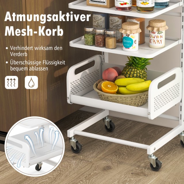 Costway Ρυθμιζόμενο Λευκό Τρόλεϊ 4 Επιπέδων με Ράφια & Λαβή για Κου... Costway Ρυθμιζόμενο Λευκό Τρόλεϊ 4 Επιπέδων με Ράφια & Λαβή για Κου...