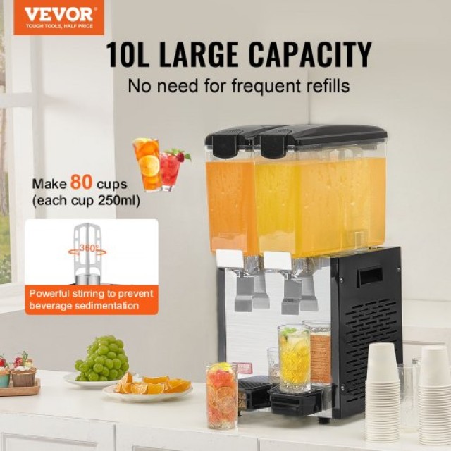 VEVOR  Εμπορικός Διανομέας Ποτών 2x10L για Κρύο Χυμό/Ποτό SYYLJJBSJ...
