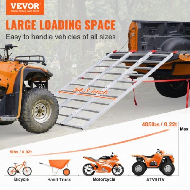 Ράμπα Αλουμινίου VEVOR, 1500 lbs, Τρίπτυχη, 77x54  ZZZ1500775415AK8GV0