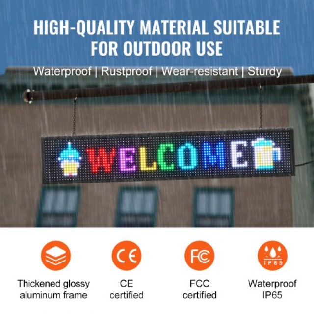 Προγραμματιζόμενη LED Πινακίδα 99x19cm P10 Πολύχρωμη  XGSGDBZP40X8H...