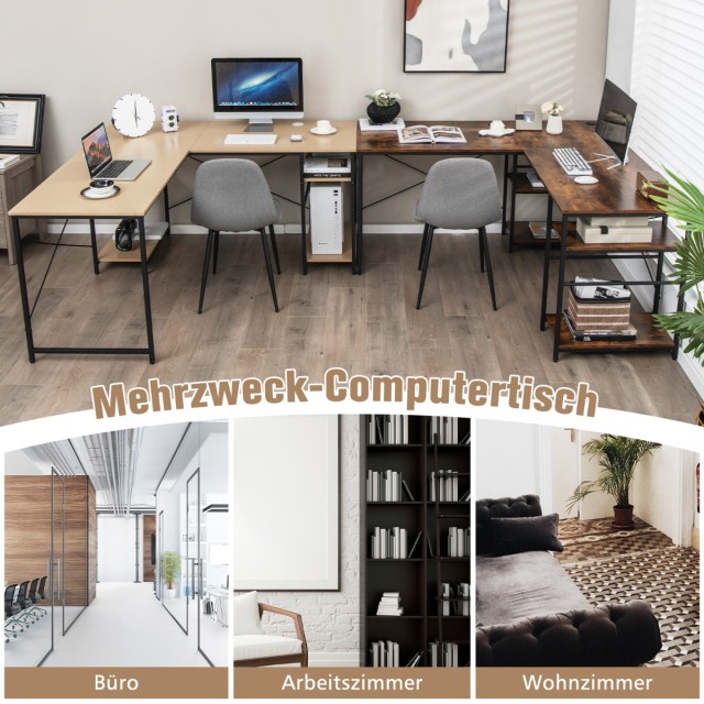 Μετατρέψιμο Γραφείο Υπολογιστή σε Σχήμα L με Ρυθμιζόμενα Ράφια και ...