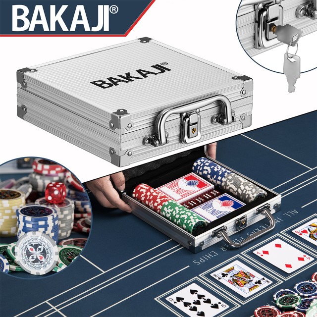 BAKAJI  Σετ Βαλιτσάκι Πόκερ 100 Μάρκες Αλουμινίου 2 Τράπουλες Texas...