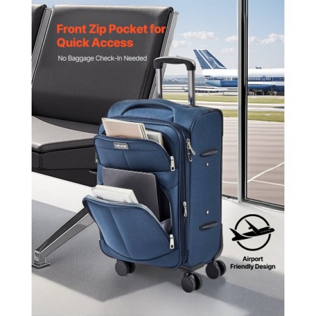 VEVOR Μπλε Επεκτάσιμη Βαλίτσα με Ρόδες 51cm BYKSTXBYLS20PROXL001V0