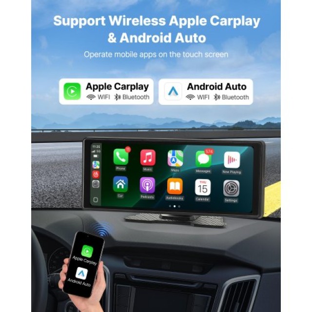 VEVOR Οθόνη Αφής Car Stereo 10 με CarPlay & Android Auto, Bluetooth...