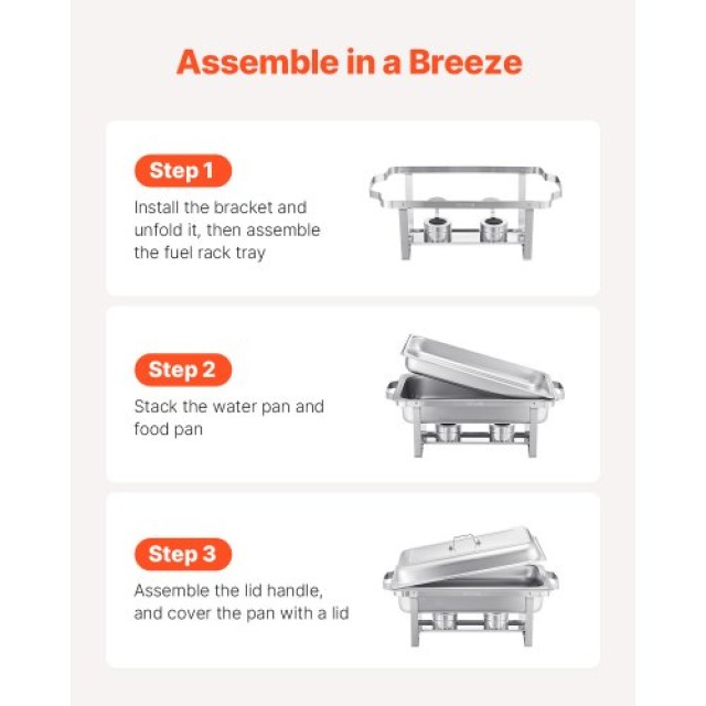 VEVOR 8 Qt 4 Pack Rectangle Chafing Dish Set ZFXBXGSTGK4JFAAX7V0
