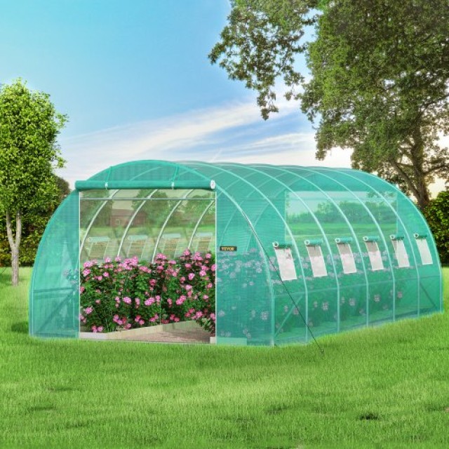 VEVOR  Φυτώριο Σήραγγας 20x10x7 ft, Γαλβανισμένος Χάλυβας, 2 Πόρτες, 12 Παράθυρα, Πράσινο  YDSDWS20107FTIA39V0