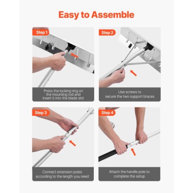 VEVOR Χιονιάς Στέγης με Ρόδες, Ρυθμιζόμενο 2.3-6m, Αλουμινένια Λεπί...