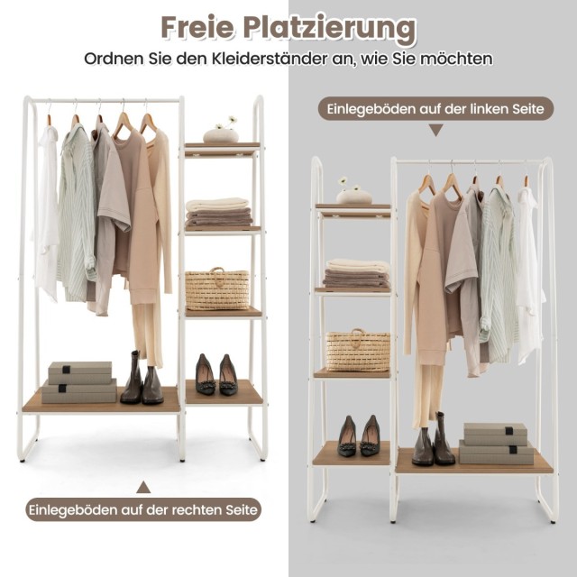 Costway Φορητή Ντουλάπα Ράφι Ρούχων με 5 Ξύλινα Ράφια 151 x 99,5 x ...