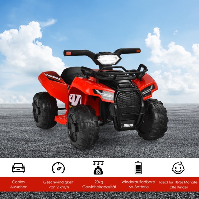 Costway  Παιδικό Ηλεκτρικό ATV με LED Φώτα, Μουσική & MP3 για Αγόρια και Κορίτσια (18-36 μηνών) TQ10019DE-RE