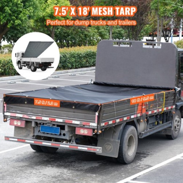 VEVOR Κάλυμμα Διχτυού Φορτηγού, 7.5x18 ft, Βαρέως Τύπου PVC, Μαύρο  KPVC75X1818OZAC5IV0