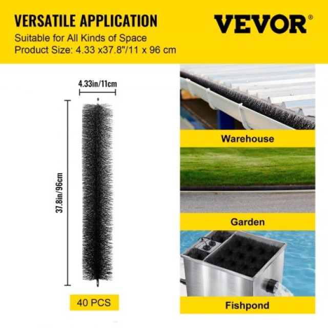 Βούρτσα Προστασίας Υδρορροής VEVOR 120FT, 4.33 Διάμετρος, Για Υδρορροές 5, Γαλβανισμένο Ατσάλι, DIY Φύλαξη Φύλλων  TGMS5X120N17G74WZV0