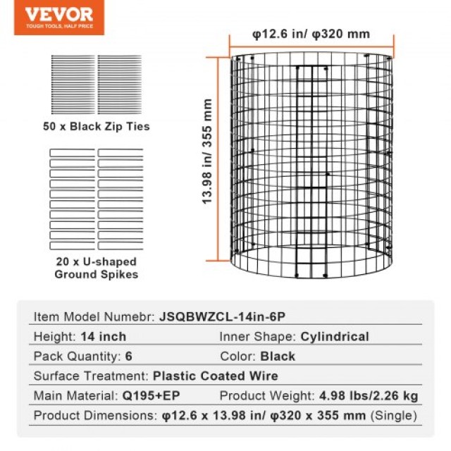 Σετ 6 Μεταλλικά Κλουβιά Φυτών VEVOR 32x35cm για Προστασία από Ζώα  ...