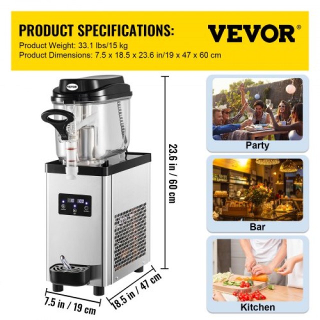 Επαγγελματική Μηχανή Γρανίτας VEVOR 6L, 705W, Ανοξείδωτη για Καφέ/Μπαρ/Σπίτι  GSJBXR16L220VIUKEV2