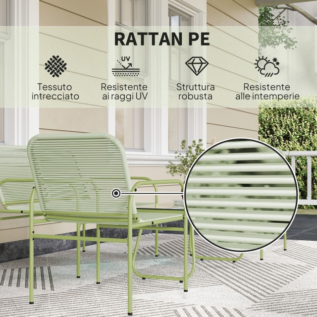 Outsunny Σετ Εξωτερικού Χώρου Rattan PE με Διαστάσεις: Καναπές, 2 Π...