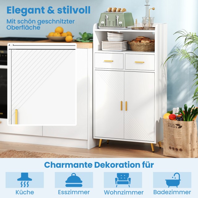 Costway Λευκός Πολυχρηστικός Ντουλάπι με Διπλή Πόρτα και Συρτάρια J... Costway Λευκός Πολυχρηστικός Ντουλάπι με Διπλή Πόρτα και Συρτάρια J...