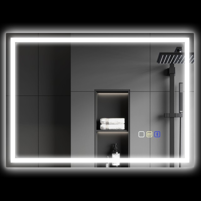 HOMCOM Καθρέφτης Μπάνιου 50x70 cm με LED, Bluetooth και Touch 834-850V00SR