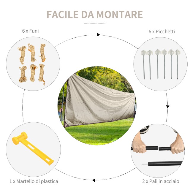 Outsunny Oxford Fabric Protective Shade Tarp με τσάντα, σχοινιά, μανταλάκια και κοντάρια, 300x500x240 cm A20-318V02KK