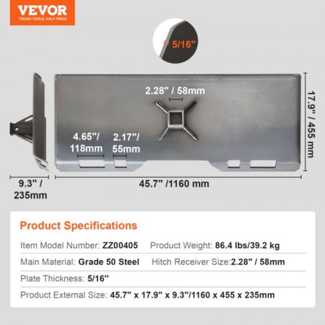 VEVOR  Πλάκα Προσαρμογής Skid Steer 5/16 HYAZB516KSAZYLBUKV0