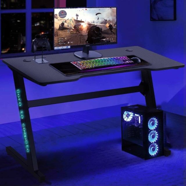 BAKAJI  Γραφείο Gaming για Υπολογιστή με Φώτα LED RGB και Mouse Pad 80x30  02012217