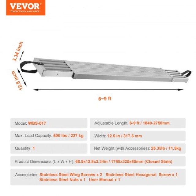 VEVOR  Τηλεσκοπική Αλουμινένια Σκαλωσιά 6-9 ft 500 lb  KSSSJSJB69YC8E8OJV0