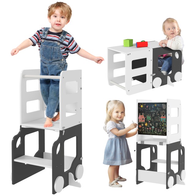 AIYAPLAY Σκάλα Montessori 4 σε 1 για Παιδιά με 2 Πίνακες και Σετ Τρ...