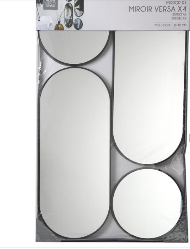 Καθρέφτης Τοίχου Round and Oval Versa Σετ 4 τεμαχίων Μαύρο HD0401 Home Deco Factory