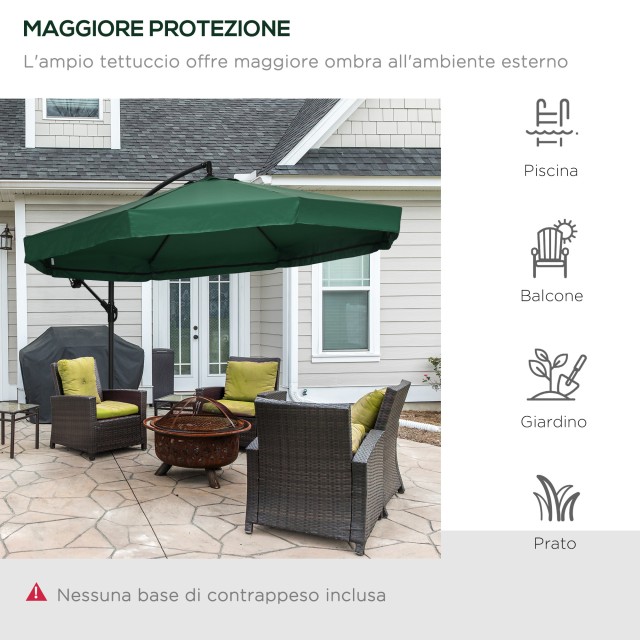 Ομπρέλα Outsunny Garden 3x3 m με κουνουπιέρα, άνοιγμα μανιβέλας και...