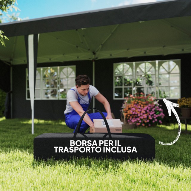 Outsunny  Κιόσκι 3x6 μ για 12-18 Άτομα με Ρυθμιζόμενο Ύψος και Οπές Αποστράγγισης, από Μέταλλο και Ύφασμα Οξφόρδης Γκρι  84C-603V00GY