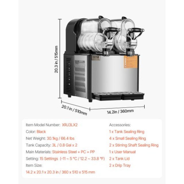 VEVOR  Μηχανή Σλάσι 3Lx2 Επαγγελματική  SYXRJX23LSGDCIND4V2