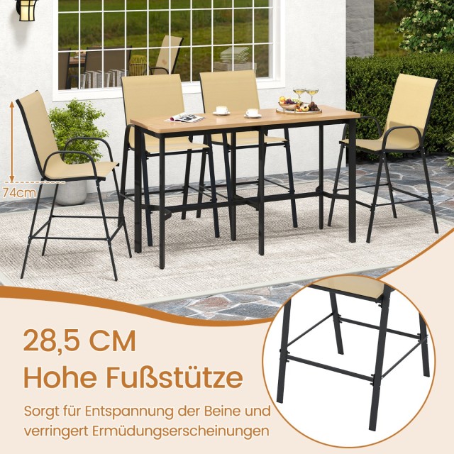 Costway Σετ 2 Σκαμπό Μπαρ με Μπράτσα και Ψηλή Πλάτη (Έως 150 kg) NP...