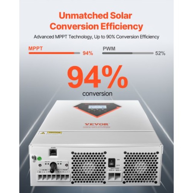 VEVOR Υβριδικός Ηλιακός Αντιστροφέας 6000W 230V WIFI 120A MPPT LWGPNKYTJ23038TOPV7