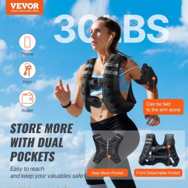 VEVOR  Γιλέκο Βάρους 30lb για Άνδρες & Γυναίκες - Εξοπλισμός Προπόνησης Δύναμης GDZLKXTS30LBD448AV0