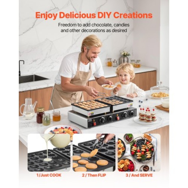 VEVOR Κατασκευαστής Μίνι Ολλανδικών Pancake 50PCS 1800W Αντικολλητι...