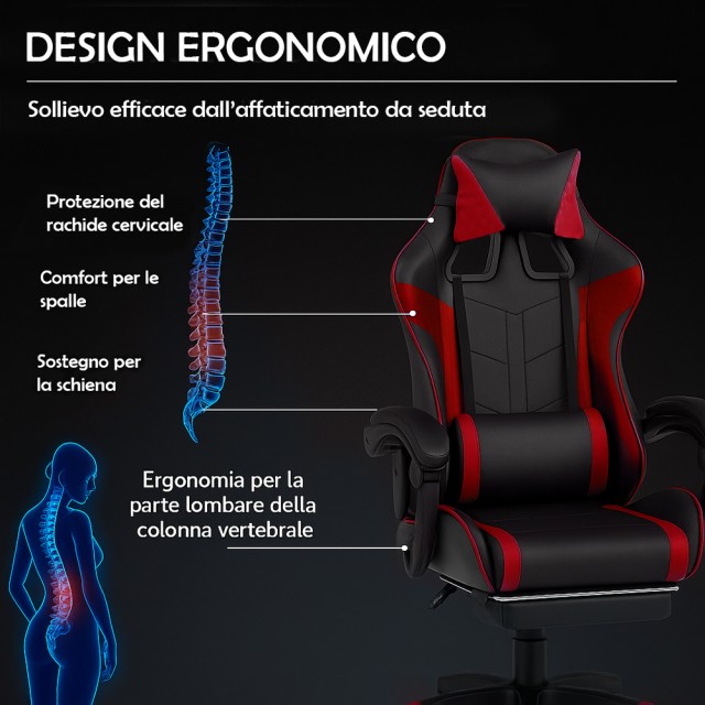 BAKAJI Καρέκλα Gaming Δερματίνη Μαύρο και Κόκκινο Ανακλινόμενη για Γραφείο Δωμάτιο 02842360