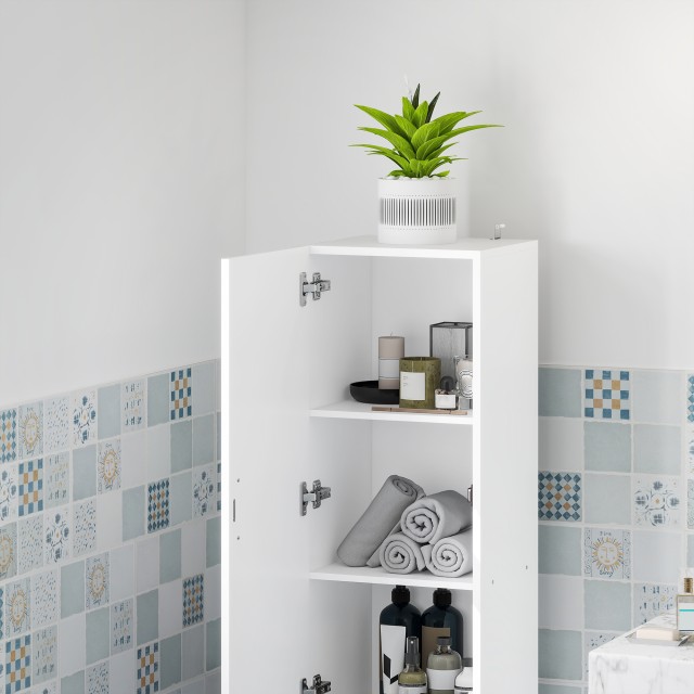HOMCOM Λευκό Ξύλινο Ντουλάπι Μπάνιου 35x31.5x144 εκ. 834-817V00WT