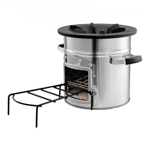VEVOR Φορητή Ξυλόσομπα Rocket Stove με Βάση Μεταφοράς YTHJLYTBXGDMU...