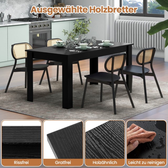 Ξύλινο Επεκτάσιμο Τραπέζι Φαγητού  160 x 80 x 76 cm Μαύρο KC55793DK Costway
