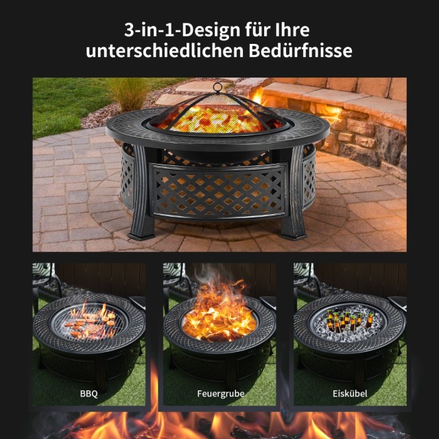 Costway Πολυλειτουργική Στρογγυλή Εστία 81 εκ. με Σχάρα, Προστατευτ... Costway Πολυλειτουργική Στρογγυλή Εστία 81 εκ. με Σχάρα, Προστατευτ...