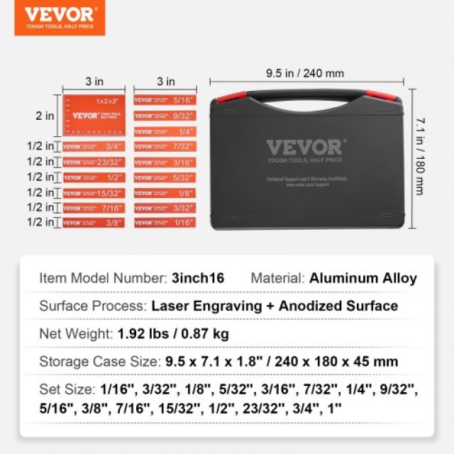 Σετ Ρυθμιστικών Μπλοκ Ξυλουργικής VEVOR 16τμχ  MGTGLHJ16PCSB4QGUV0