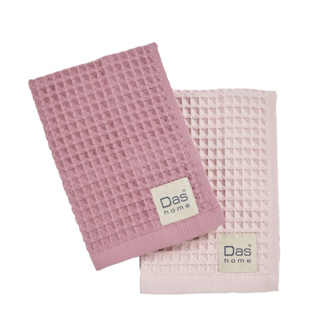 DAS HOME Σετ  2τμχ Ποτηρόπανα 40x60 σε Nude και Ροζ Χρώμα 527040600803