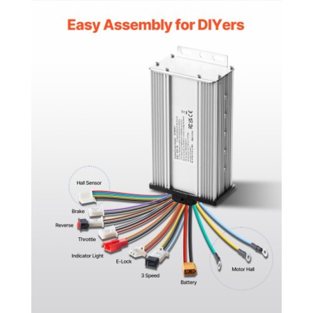 VEVOR Σετ Ηλεκτρικού Κινητήρα 2000W Brushless DC 60V 4500rpm με Αναβαθμισμένο Ελεγκτή ZLWSDJTJ2000DDB9UV9