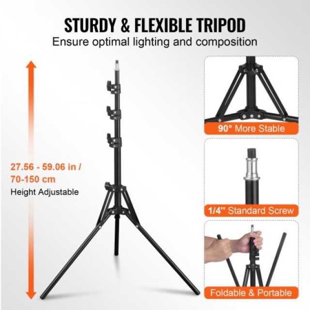 VEVOR  Κιτ Φωτισμού Softbox 16x16, ρυθμιζόμενο 3000-6500K για λήψει...