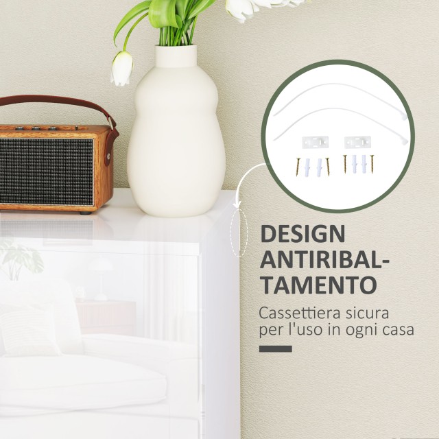 HOMCOM  Μοντέρνα Συρταριέρα με 4 Συρτάρια Αντι-Ανατροπής από Ξύλο, ...