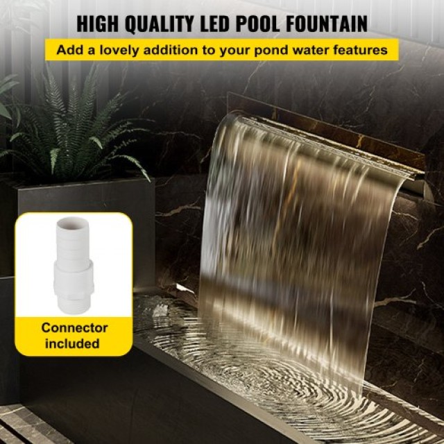 VEVOR LED Καταρράκτης Πισίνας Ανοξείδωτος 30x11.5x8 εκ.  PQSBJPJSWLED30001V2